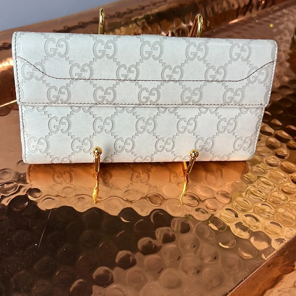 💯Authentic Gucci Gold folded Jackie GG Long Wallet